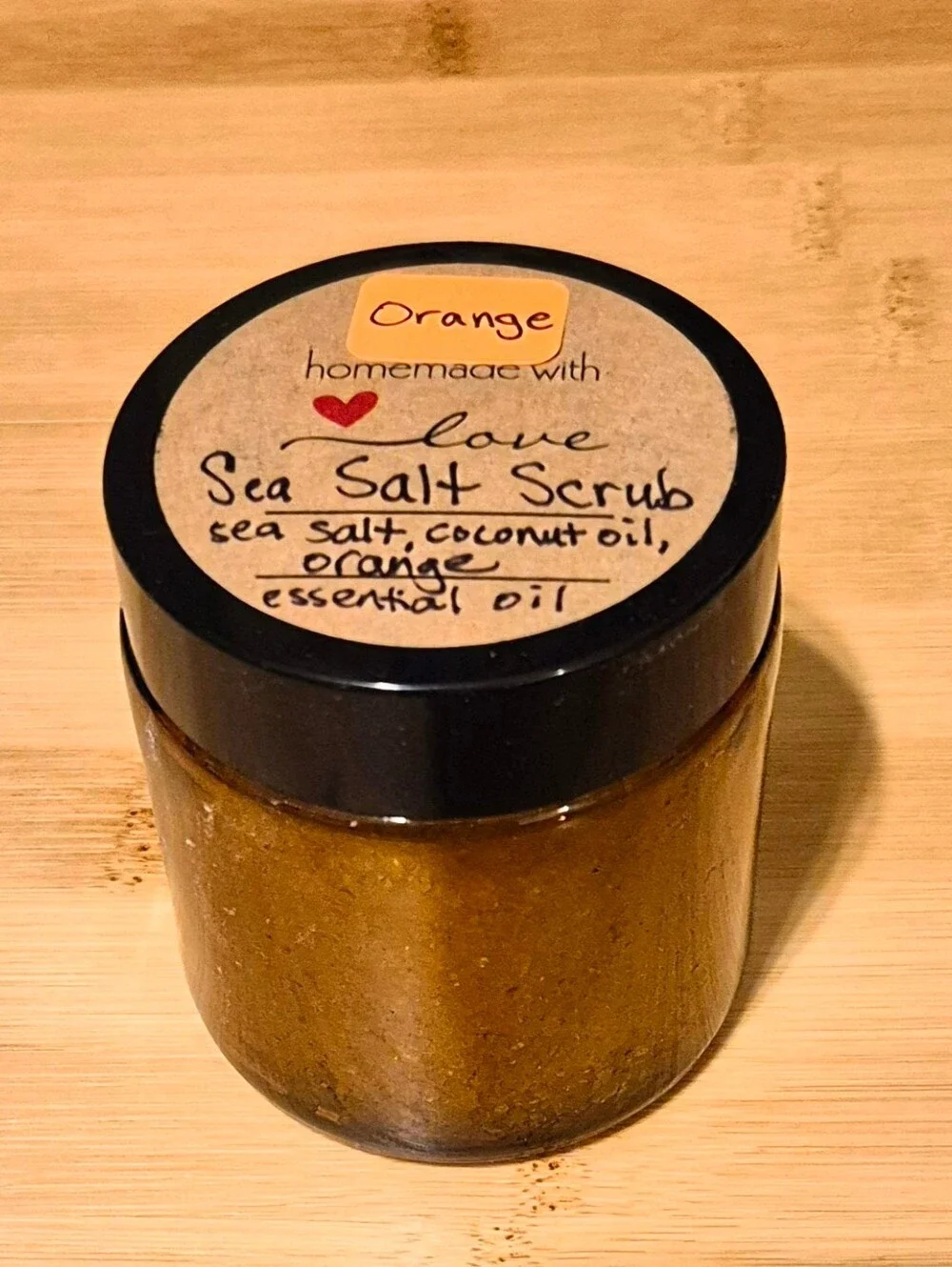 Handmade Mediterranean Sea Salt Scrub With Orange Essential Oil - 4 oz. Jar
